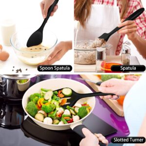 Kitchen Cooking Utensils Set of 7, P&P CHEF Heat-proof Cooking Utensil Kitchen Spatula for Nonstick Cookware Cooking Serving, Slotted Turner, Soup Ladle, Spatula, Pasta Server, Spoon - Black