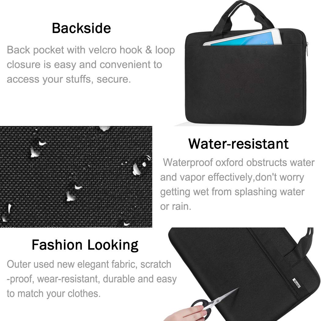 Voova Laptop Bag 17 17.3 Inch, 360° Protective Laptop Case Sleeve with Shoulder Strap Compatible with 17-18 Inch Lenovo Asus Acer Dell Hp, Waterproof Computer Bag Slim Briefcase for Men Women, Black