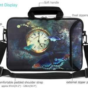 RICHEN 17 inch Laptop Shoulder Bag Carrying Case PC Cover Pouch with Handle Fits 15.6/16/17/17.3/17.4 inch Notebook (16-17.3 inch, Clock & Butterfly)