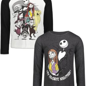 Disney Nightmare Before Christmas Sally Oogie Boogie Toddler Girls 2 Pack Long Sleeve T-Shirts Black/Grey 2T