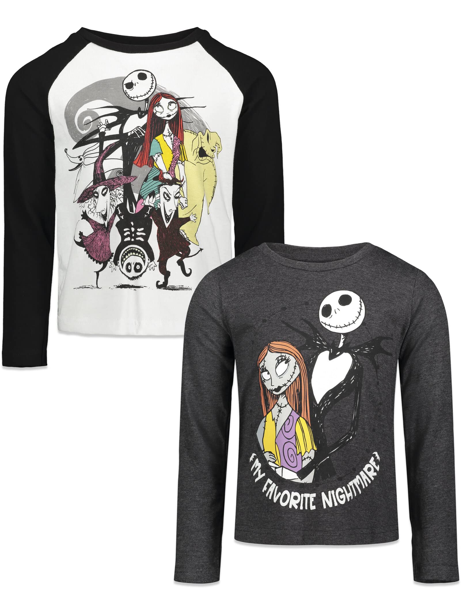 Disney Nightmare Before Christmas Sally Oogie Boogie Toddler Girls 2 Pack Long Sleeve T-Shirts Black/Grey 2T