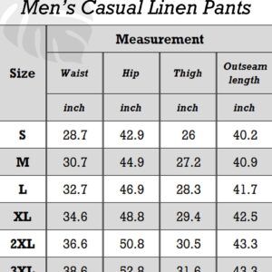 COOFANDY Linen Beach Pants for Men Casual Lightweight Summer Pants Drawstring Waistband Linen Trousers (Khaki, XXL)