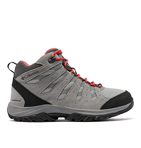 Columbia Women's Redmond III Mid Waterproof Walking Shoe Hiking, Steam/Red Coral, 7.5