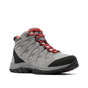 Columbia Women's Redmond III Mid Waterproof Walking Shoe Hiking, Steam/Red Coral, 7.5