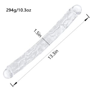 13 Inch Double Ended Realistic Dildo Flexible Clear Dildos Long Dong for Double Sided Lesbian Anal Play G-spot Stimulator Sex Toys for Women Men Couple