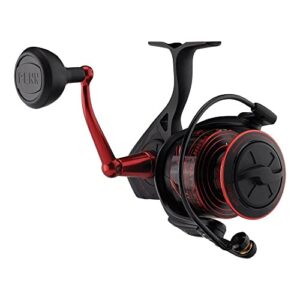 PENN Battle III Spinning Inshore Fishing Reel, HT-100 Front Drag, max of 15lb | 6.8kg, Made with Sturdy All-Aluminum Composition for Durability, 4000, Black and Red