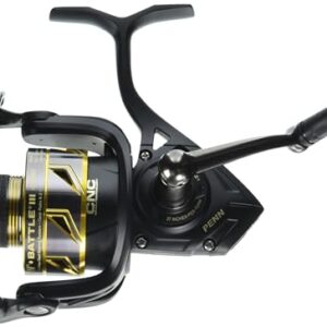 PENN Battle III Spinning Inshore Fishing Reel, HT-100 Front Drag, max of 15lb | 6.8kg, Made with Sturdy All-Aluminum Composition for Durability, 4000, Black and Red