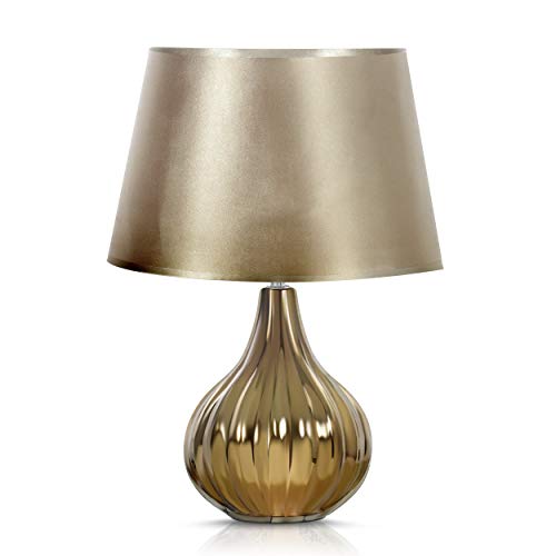 Urban Lifestyle Brass Metallic Teardrop Base Table Lamp with Gold Shade