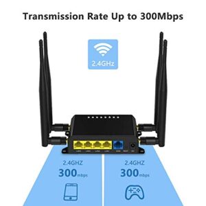 Wiflyer WE826-Q 4G LTE Router, CAT 4 EC25 Module 300Mbps with SIM Card Slot Unlocked, 4G LTE Modem Hotspot (Work with T-Mobile AT&T, Verizon)