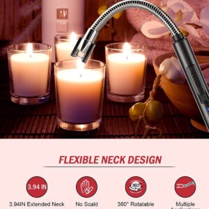 Candle Lighter Electric Arc Lighter with USB Rechargeable Battery Plasma Flameless & Windproof Lighters Double Safety Switch (Obsidian Black)