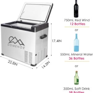 Domende 12 volt Refrigerator 54qt Portable Freezer Electric Cooler Compressor Car Fridge for Car Truck Vehicle RV Boat Outdoor and Home use 12/24V DC and 90-250 AC,Cooling to -4F