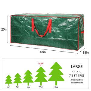 Sattiyrch Christmas Tree Storage Bag - Fits Up to 7.5 ft Holiday Xmas Disassembled Trees with Durable Reinforced Handles & Dual Zipper - Waterproof Material Protects from Dust,Moisture(Green)