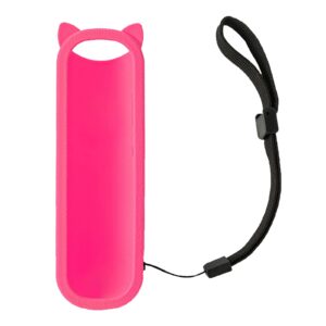 protective remote case cover for tcl roku tv rc280 remote silicone remote control skin cover cute cat ear shape shockproof remote holder with wrist strap (pink)