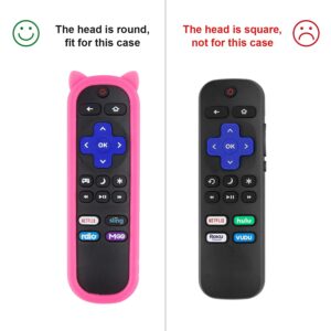 Protective Remote Case Cover for TCL Roku TV RC280 Remote Silicone Remote Control Skin Cover Cute Cat Ear Shape Shockproof Remote Holder with Wrist Strap (Pink)