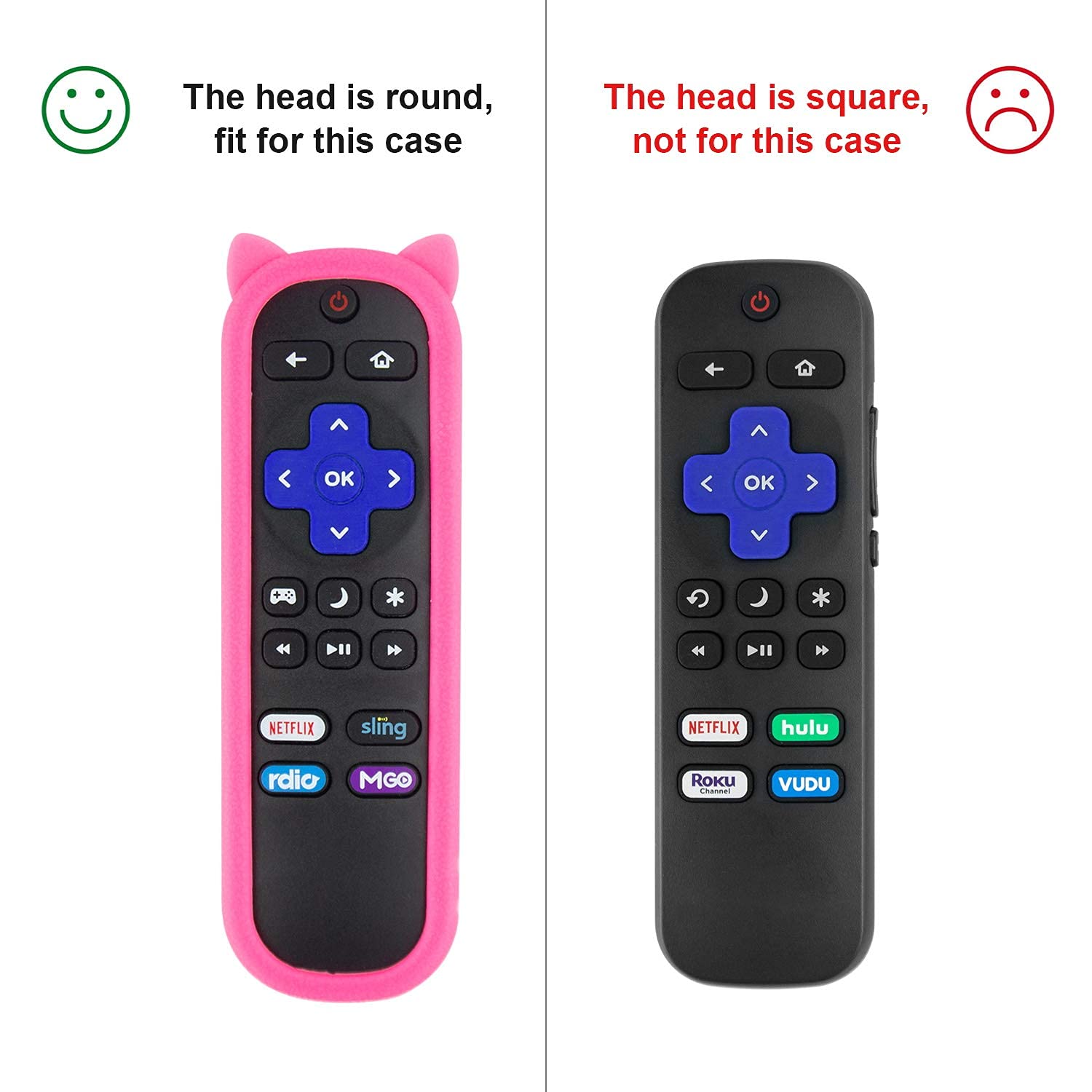 Protective Remote Case Cover for TCL Roku TV RC280 Remote Silicone Remote Control Skin Cover Cute Cat Ear Shape Shockproof Remote Holder with Wrist Strap (Pink)