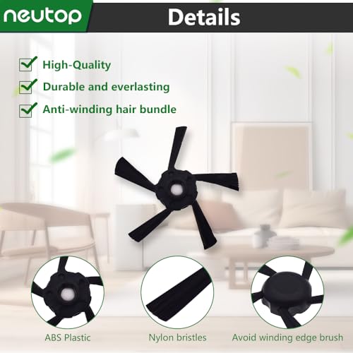 Neutop Replacement Parts Compatible with Neato Botvac Connected Series D10 D9 D8 D3 D4 D5 D6 D7 and D Series D75 D80 D85 Accessories with 1 Combo Brush 2 Ultra Filter 2 Upgraded 5-arms Side Brush.