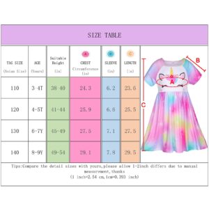 Play Tailor Doll and Girl Matching Nightgown Unicorn Outfit Pajamas Night Dress for Girls and 18" Dolls Clothes (Doll Not Included), 6-7 Years, Colorful Purple