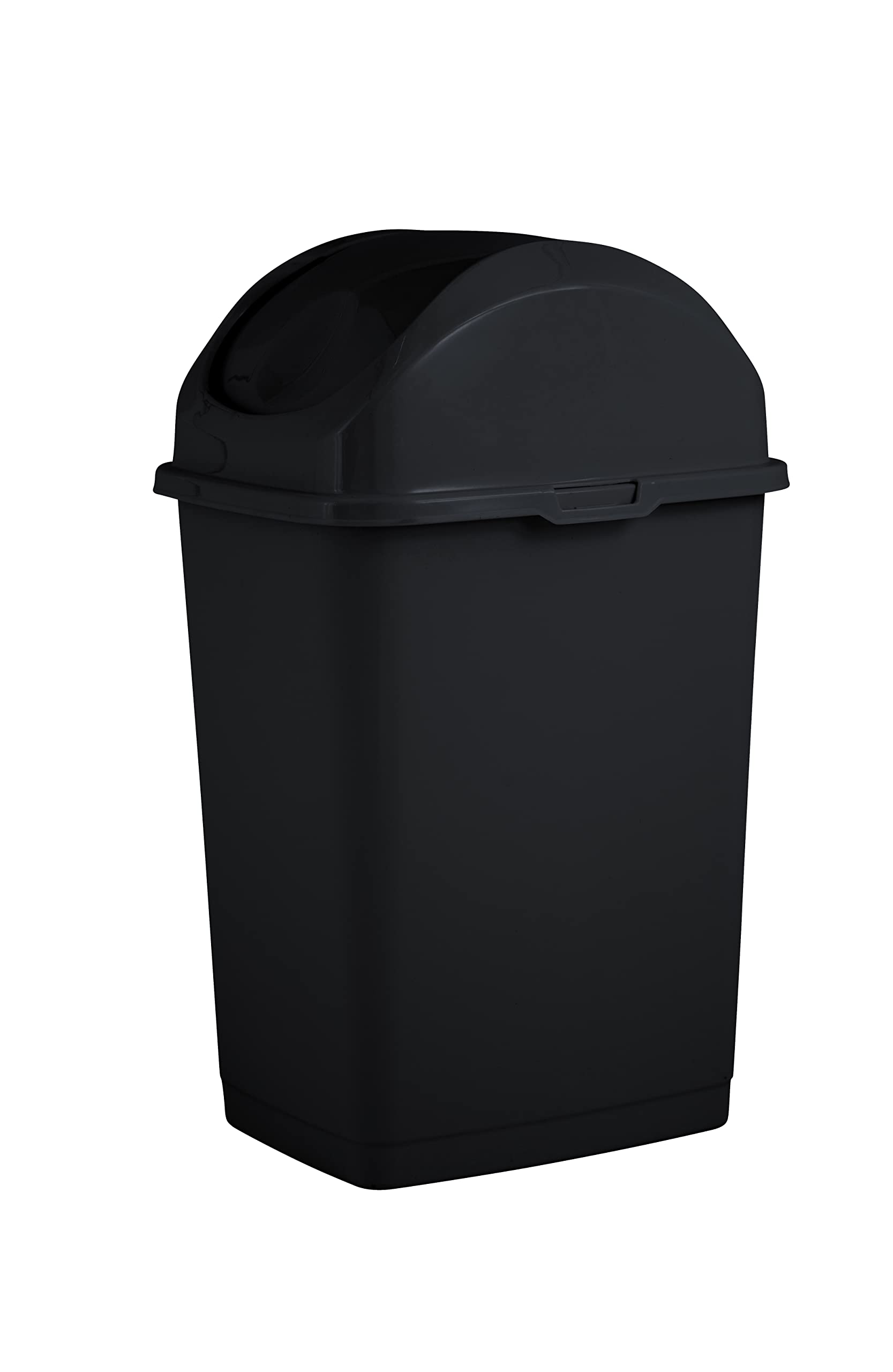 Superio Medium Trash Can with Lid 4.5 Gallon Plastic Swing Top Garbage Can Slim Waste Bin for Under Sink/Cabinet, Laundry Room, Kitchen, Office, Bedroom, Bathroom, College Dorm, 18 Qt, Black