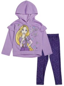 disney princess rapunzel toddler girls fleece hoodie and leggings outfit set 3t