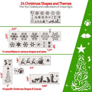 Christmas Stencils for Painting on Wood Reusable, 36 pcs, Large Christmas Stencils Kit: Believe, Let it Snow, Joy, Merry Christmas, plus 14 Snowflakes in more sizes & 10 Shapes for Unique Winter Signs