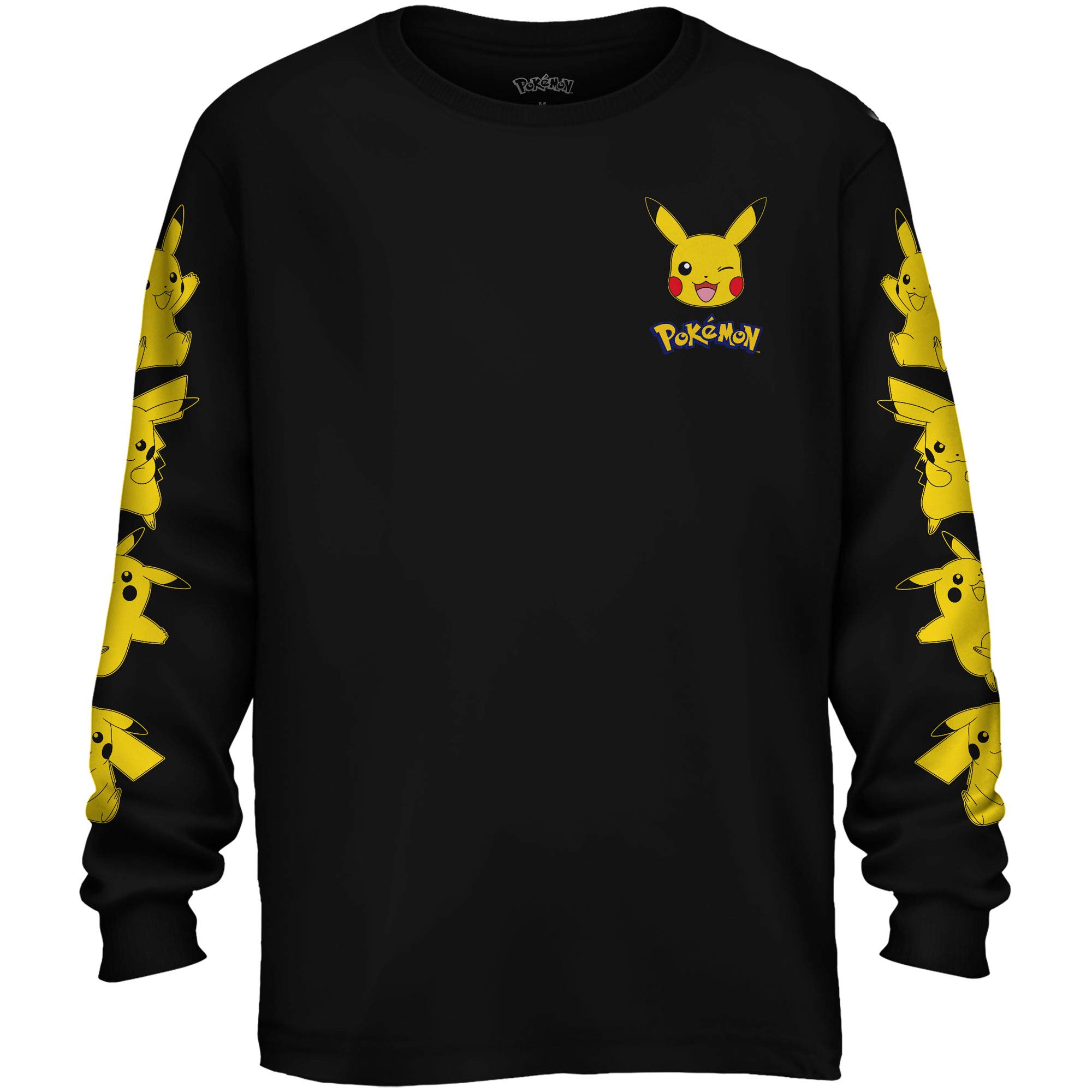 Pokemon Pikachu Little Boys Long Sleeve T Shirt, 7, Black