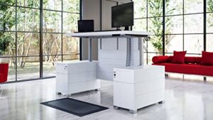 zuri furniture ford executive modern adjustable height desk with filing cabinets - white