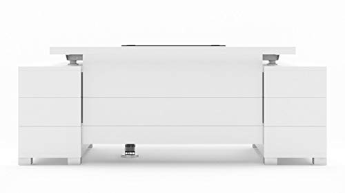 ZURI Furniture Ford Executive Modern Adjustable Height Desk with Filing Cabinets - White