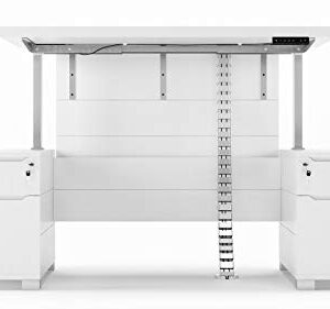 ZURI Furniture Ford Executive Modern Adjustable Height Desk with Filing Cabinets - White