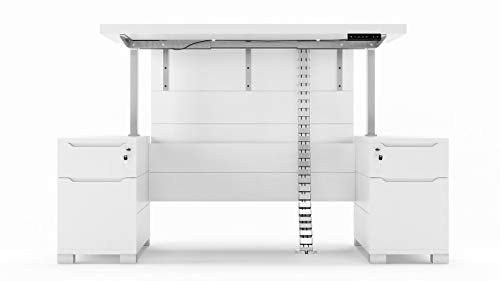 ZURI Furniture Ford Executive Modern Adjustable Height Desk with Filing Cabinets - White