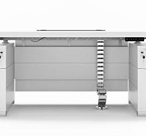 ZURI Furniture Ford Executive Modern Adjustable Height Desk with Filing Cabinets - White