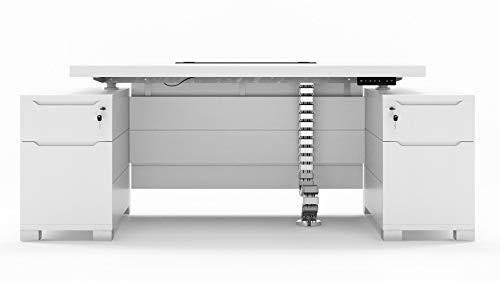 ZURI Furniture Ford Executive Modern Adjustable Height Desk with Filing Cabinets - White