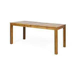 christopher knight home gloria outdoor rustic acacia wood dining table, teak