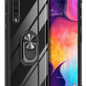 GREATRULY Kickstand Case for Samsung Galaxy A50 / A50s,Drop Protection Clear Case for Galaxy A50 / A50s,Slim Phone Cover Shell,Soft Bumper + Hard Back + Ring Stand Fits Magnetic Car Mount,Black