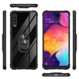 GREATRULY Kickstand Case for Samsung Galaxy A50 / A50s,Drop Protection Clear Case for Galaxy A50 / A50s,Slim Phone Cover Shell,Soft Bumper + Hard Back + Ring Stand Fits Magnetic Car Mount,Black