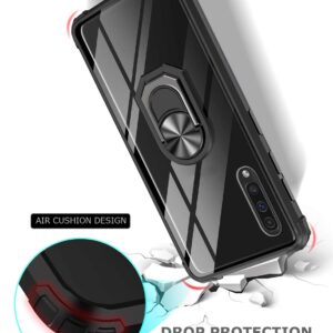 GREATRULY Kickstand Case for Samsung Galaxy A50 / A50s,Drop Protection Clear Case for Galaxy A50 / A50s,Slim Phone Cover Shell,Soft Bumper + Hard Back + Ring Stand Fits Magnetic Car Mount,Black