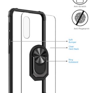 GREATRULY Kickstand Case for Samsung Galaxy A50 / A50s,Drop Protection Clear Case for Galaxy A50 / A50s,Slim Phone Cover Shell,Soft Bumper + Hard Back + Ring Stand Fits Magnetic Car Mount,Black