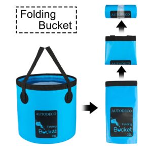 AUTODECO Collapsible Bucket 5 Gallon Container Folding Water Bucket Portable Wash Basin for Camping Fishing Travelling Outdoor Gardening Car Washing Blue 1Pcs 20L