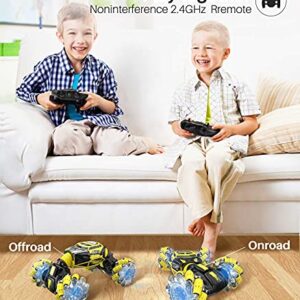 DoDoeleph Gesture RC Car, Remote Control Car, RC Stunt Cars with Watch Hand Controlled Car Sensing Truck Crawler 360°LED 1/16 4WD 12.5MPH Rechargeable Toy Cars for Kids Boys Girls Adults