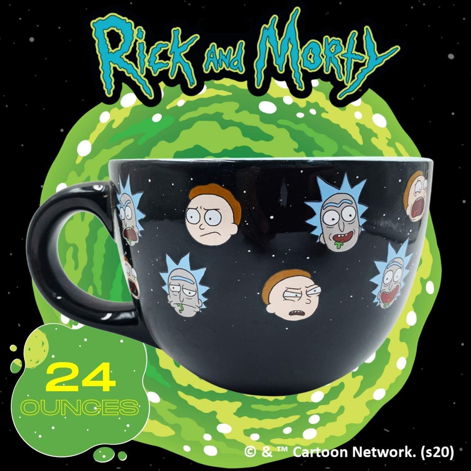 Silver Buffalo Rick and Morty Heads Line Up Ceramic Soup Mug, 24-Ounce