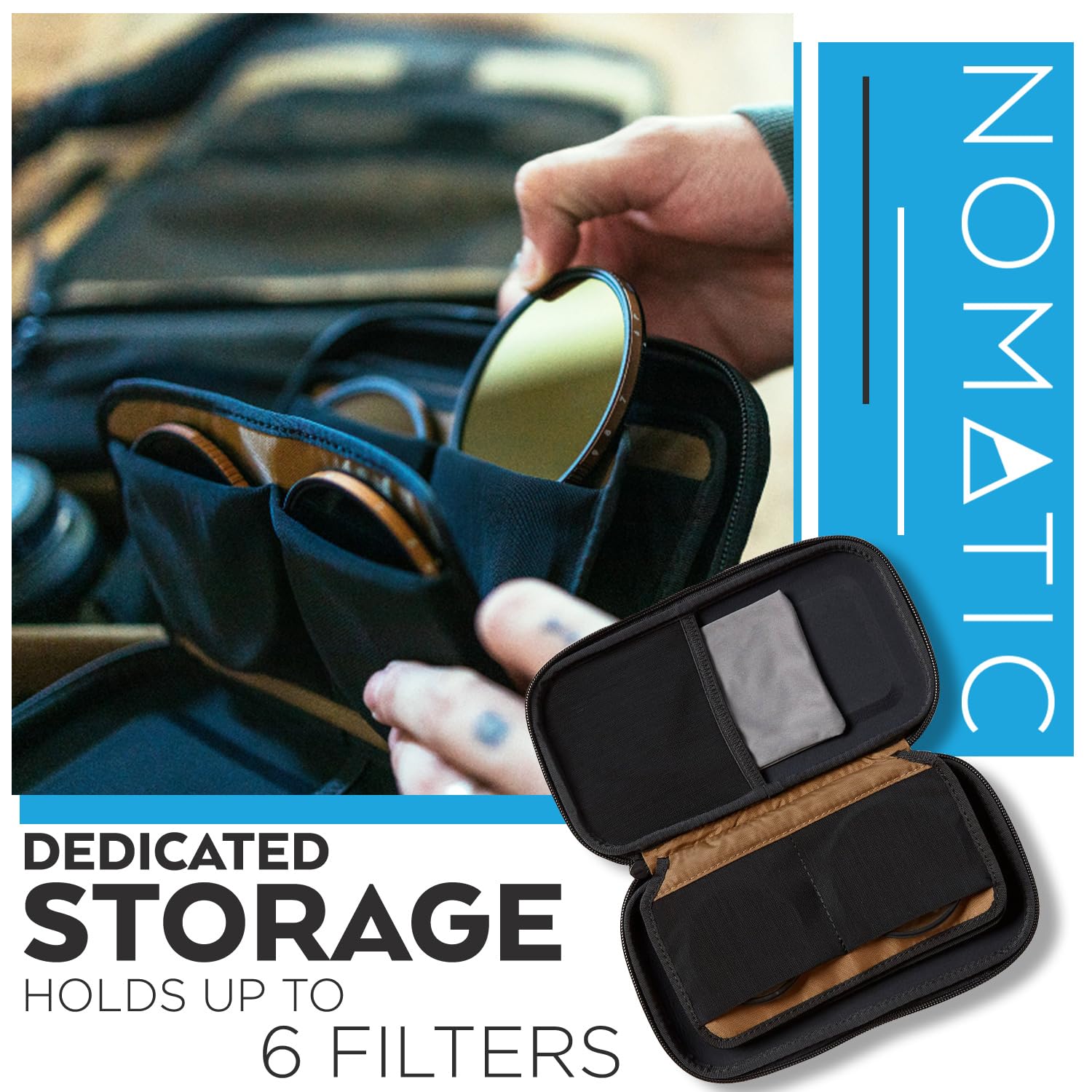 NOMATIC McKinnon Filter Case - Camera Case for Lens Filters - Fits up to 6 82mm Filters - Weather Resistant EVA Foam Tech Pouch