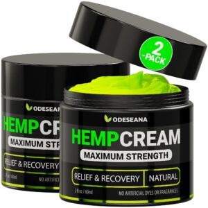 Odeseana (2 Pack) Hemp Cream for Joint, Back, Knees, Neck, Elbows - Made in The USA - High Strength Hemp Oil Extract with Msm, Arnica, Turmeric, 4 oz Total