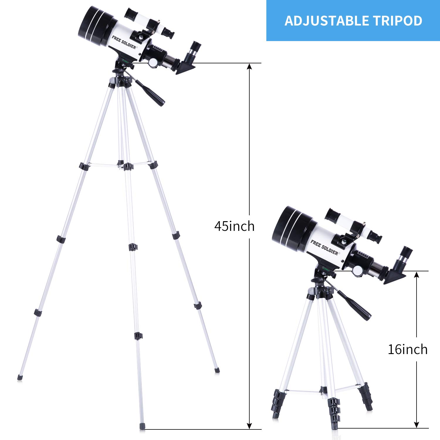 Telescope for Kids Adults Beginners - 15X-150X High Power Astronomical Refractor Telescope Portable Travel Telescope for Adults Cool Astronomy for Christmas, White