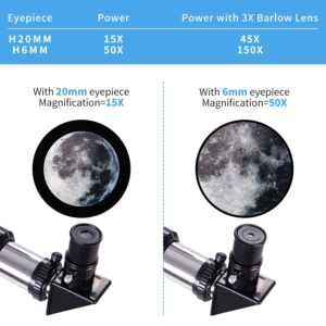 Telescope for Kids Adults Beginners - 15X-150X High Power Astronomical Refractor Telescope Portable Travel Telescope for Adults Cool Astronomy for Christmas, White