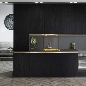 Black Wood Wallpaper - Peel and Stick Wallpaper Wood – Black Wood Self-Adhesive & Removable Wallpaper for Countertop Furniture Kitchen Wall, Realistic Wood Sensation, Easy to Clean, 17.7” ×393” Vinyl