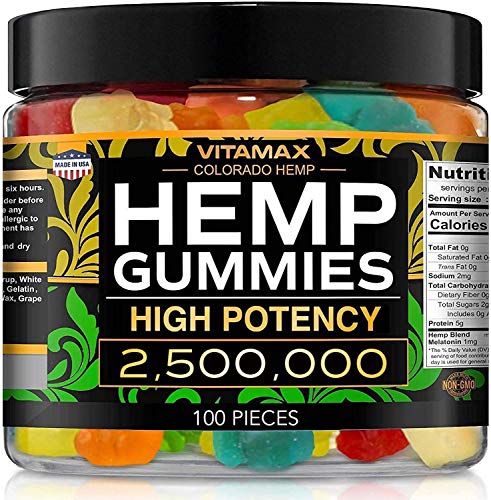 Vitamax Hemp Gummies - Great for Peace & Relaxation - 2,500,000 - Natural Fruit Flavors Tasty Relief – Made in USA – Relaxing Gummies – 100ct