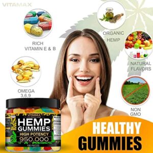 Vitamax Hemp Gummies – High Potency 950,000 – Natural Tasty Fruit Flavors - 100% Made in USA - 100ct