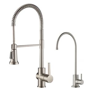 kraus britt commercial style kitchen faucet and purita water filter faucet combo in spot free stainless steel, kpf-1690-ff-100sfs