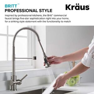 KRAUS Britt Commercial Style Kitchen Faucet and Purita Water Filter Faucet Combo in Spot Free Stainless Steel, KPF-1690-FF-100SFS