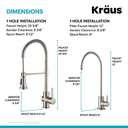 KRAUS Britt Commercial Style Kitchen Faucet and Purita Water Filter Faucet Combo in Spot Free Stainless Steel, KPF-1690-FF-100SFS