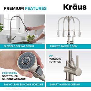 KRAUS Britt Commercial Style Kitchen Faucet and Purita Water Filter Faucet Combo in Spot Free Stainless Steel, KPF-1690-FF-100SFS